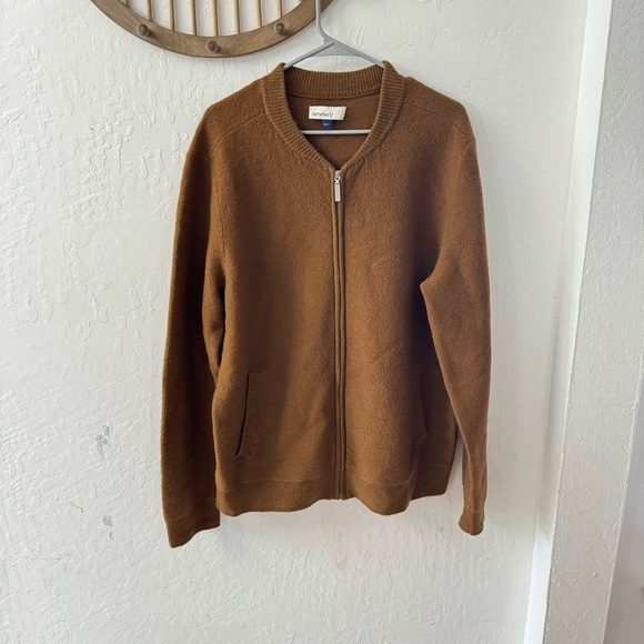 Artefact Wool Boiler Zip Up Bomber Sweater Brown Size L - Picture 6 of 9
